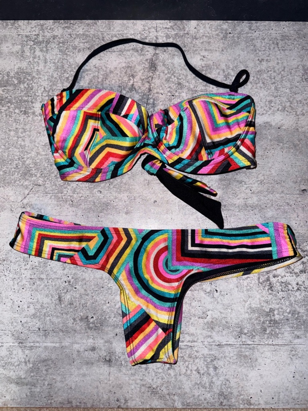 Volcom Swim Women's Multicolor Bandeau Bikini Set - Vibrant Geometric Print